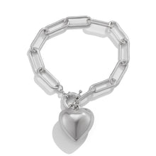 Load image into Gallery viewer, Ins Simple and Versatile Big Peach Heart Bracelet Personalized Heart shaped Iron Chain Bracelet for Women