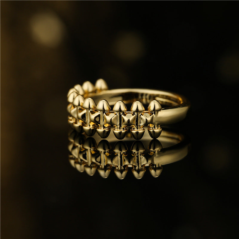 Fashionable bullet shaped geometric opening ring for women copper plated INS style women's ring