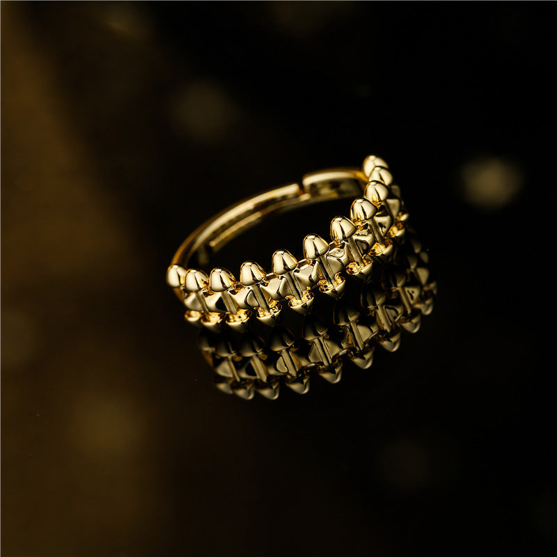 Fashionable bullet shaped geometric opening ring for women copper plated INS style women's ring