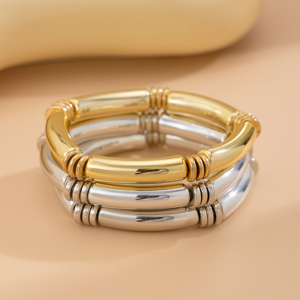 Fashionable irregular CCB bent tube bracelet with simple smooth surface Bracelet set new style