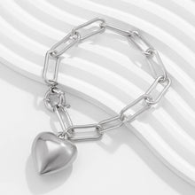 Load image into Gallery viewer, Ins Simple and Versatile Big Peach Heart Bracelet Personalized Heart shaped Iron Chain Bracelet for Women