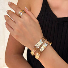 Load image into Gallery viewer, Fashionable pleated double-layer open bracelet set, light luxury style irregular metallic bracelet