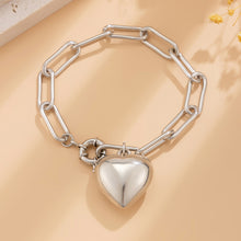 Load image into Gallery viewer, Ins Simple and Versatile Big Peach Heart Bracelet Personalized Heart shaped Iron Chain Bracelet for Women