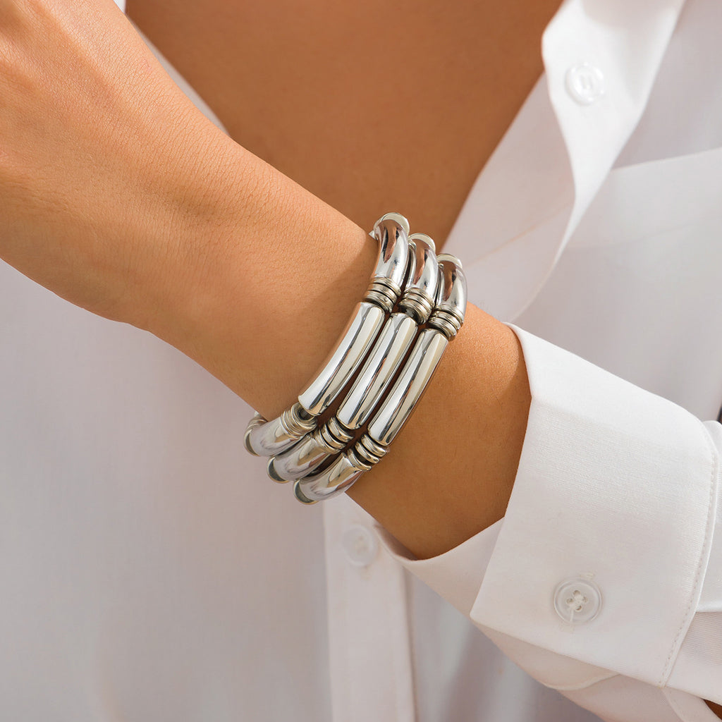 Fashionable irregular CCB bent tube bracelet with simple smooth surface Bracelet set new style